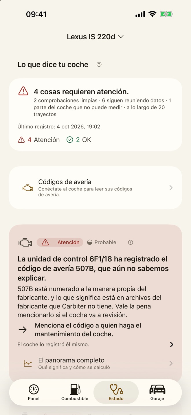 Estado: lo que dice tu coche