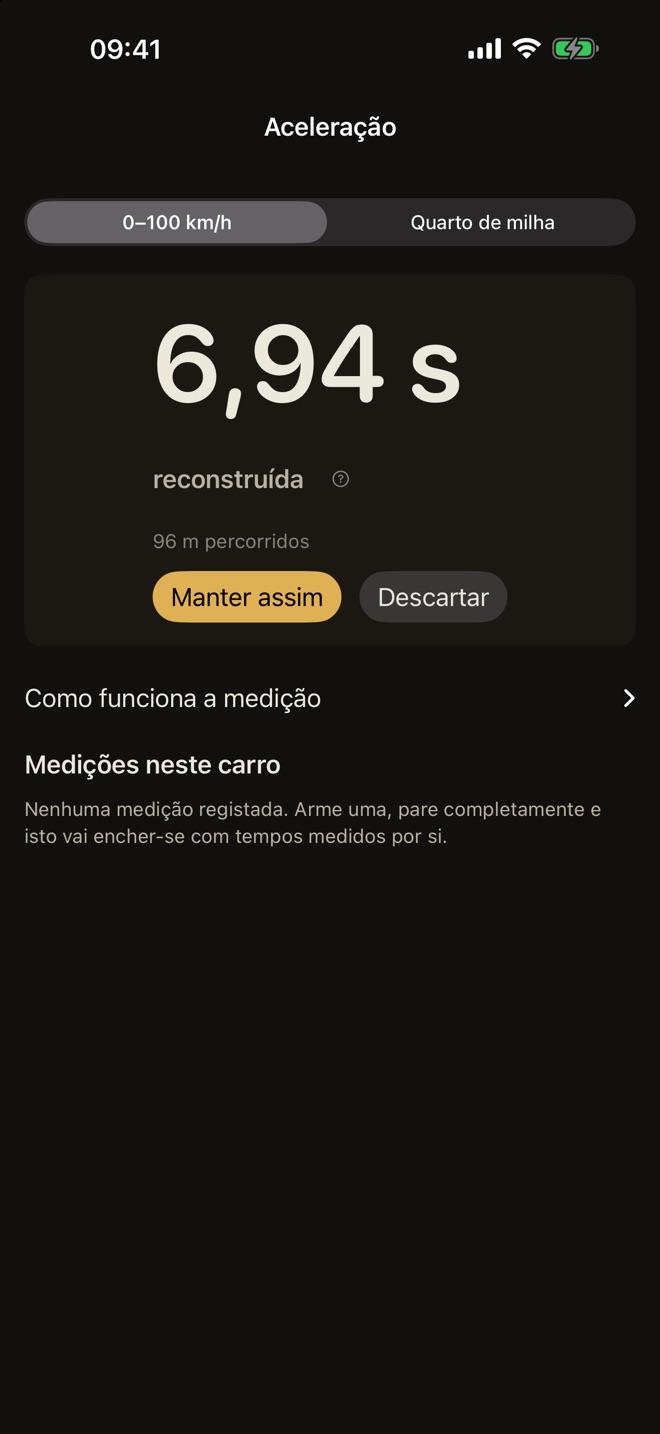 Resultado de aceleração: 0–100 km/h em 6,94 segundos